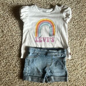 Levi's Toddler Girls 2 Pc Rainbow Top & Shorts Set